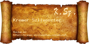 Kremer Szilveszter névjegykártya